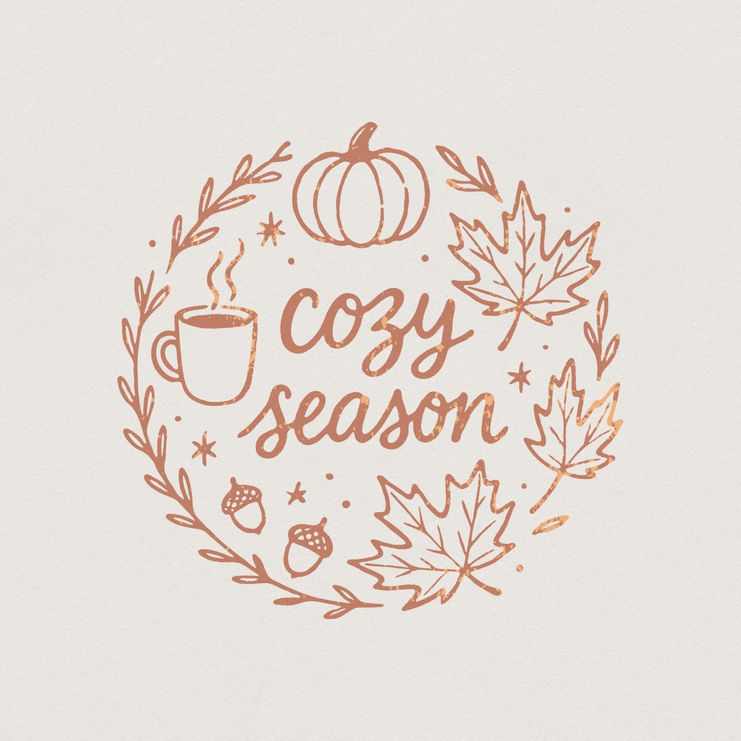 Cozy Season PNG, Autumn Leaves - 300 DPI Design for T-Shirt