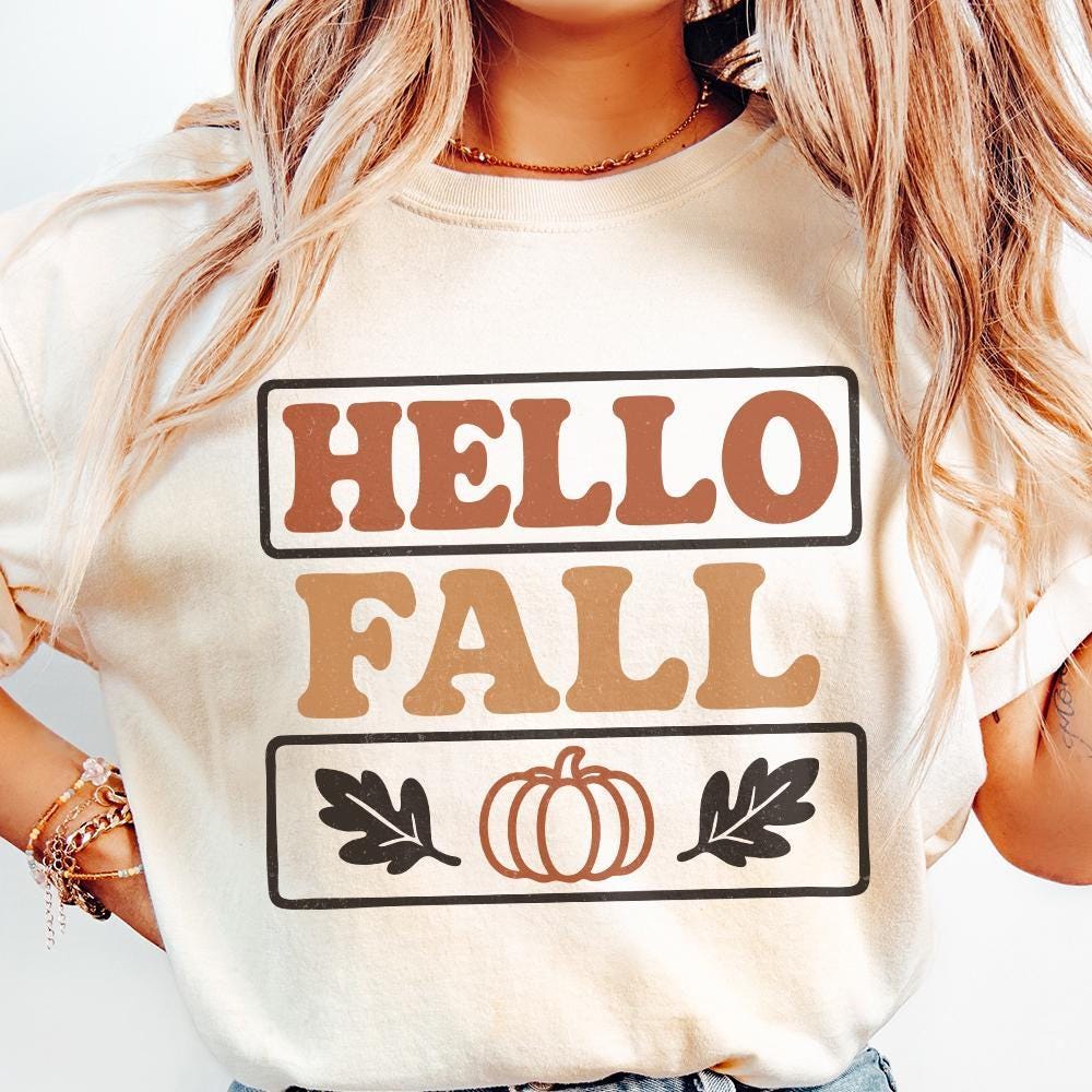 Hello Fall PNG, Autumn PNG - 300 DPI Design for T-Shirt