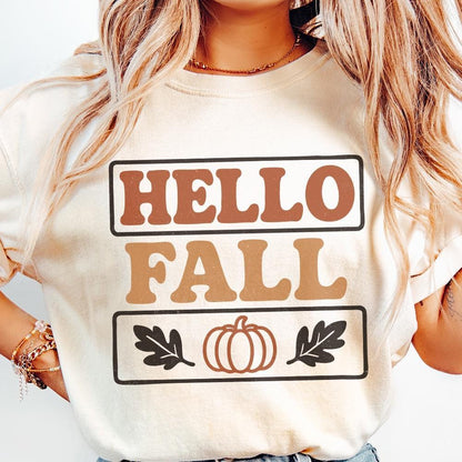 Hello Fall PNG, Autumn PNG - 300 DPI Design for T-Shirt