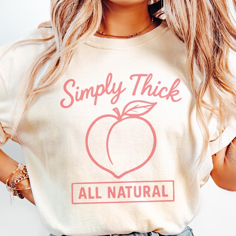 Simply Thick All Natural PNG, Peach Line Art - 300 DPI Design for T-Shirt