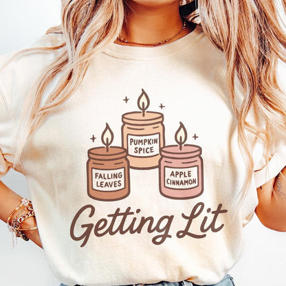 Getting Lit Candle PNG, Pumpkin Spice - 300 DPI Design for T-Shirt