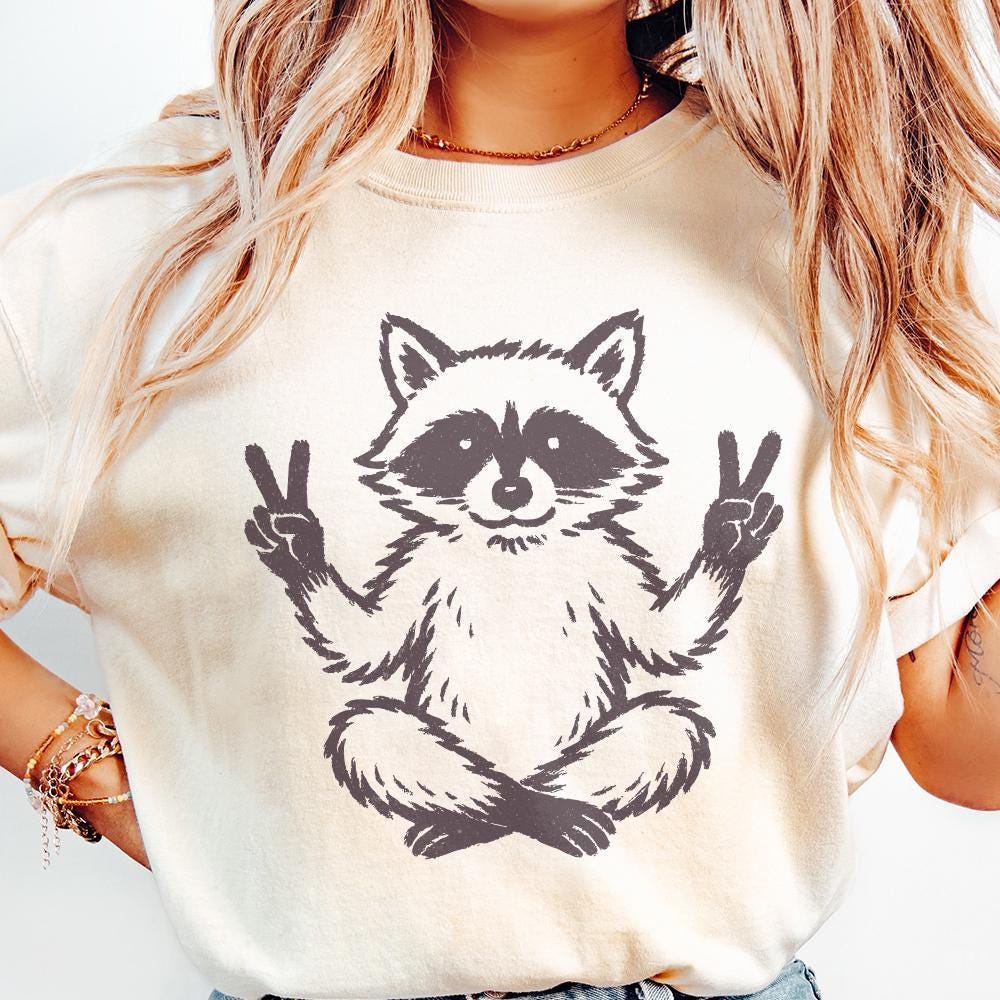 Peaceful Raccoon PNG, Meditating Animal Clipart - 300 DPI Design for