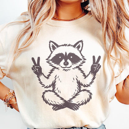 Peaceful Raccoon PNG, Meditating Animal Clipart - 300 DPI Design for