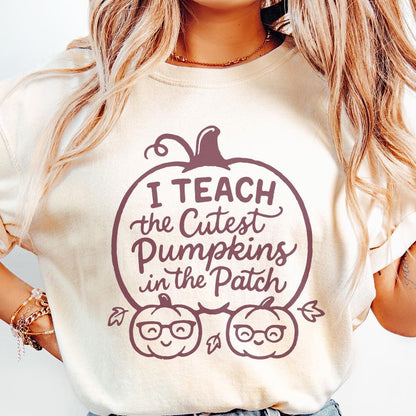 I Teach The Cutest Pumpkins In The Patch PNG, Fall Teacher Shirt PNG -