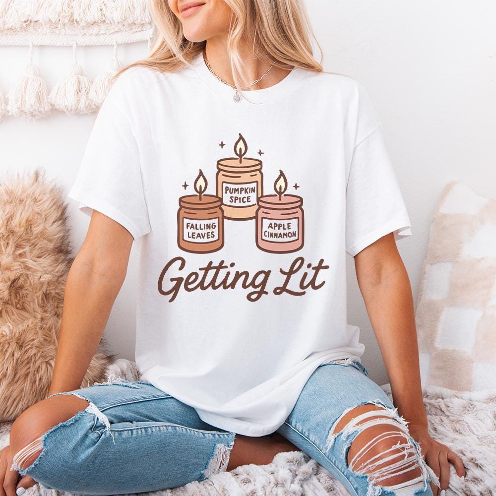 Getting Lit Candle PNG, Pumpkin Spice - 300 DPI Design for T-Shirt
