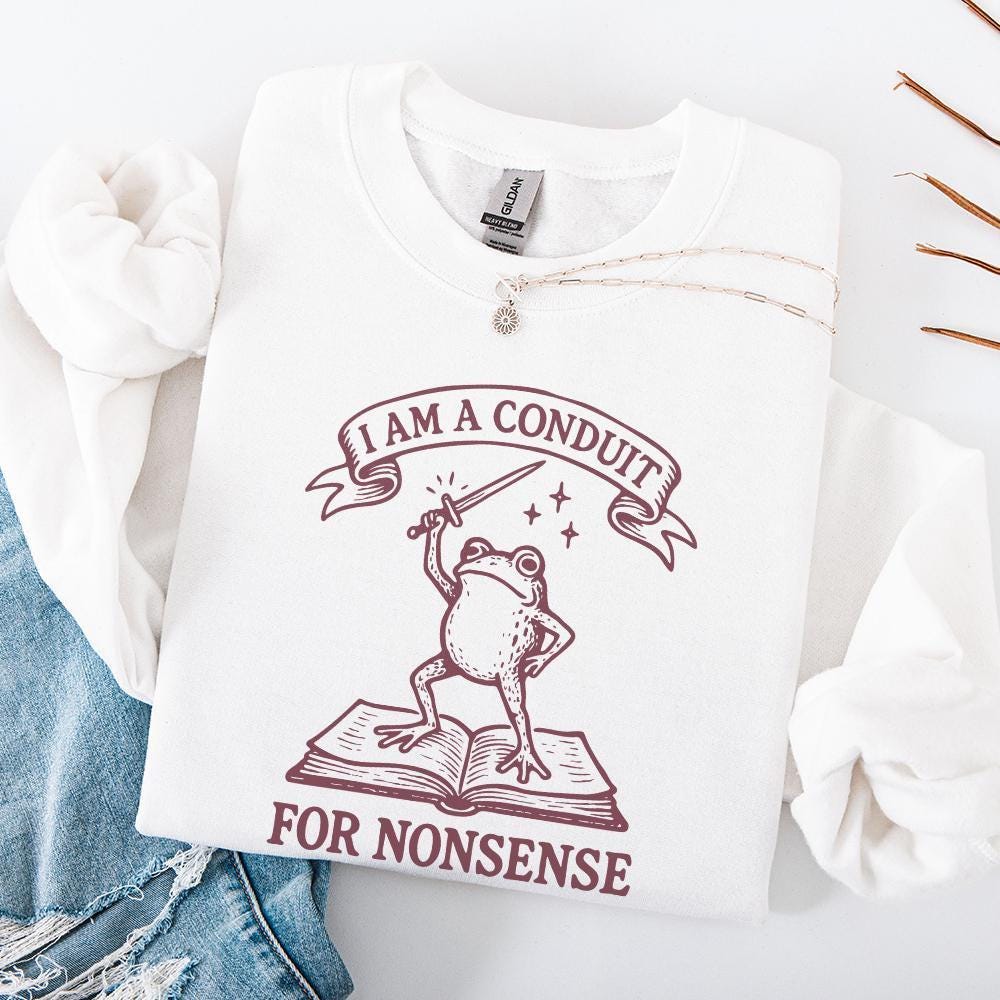 I Am A Conduit For Nonsense PNG, Funny Frog Book Art Printable - 300 DPI