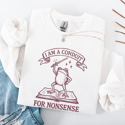 I Am A Conduit For Nonsense PNG, Funny Frog Book Art Printable - 300 DPI