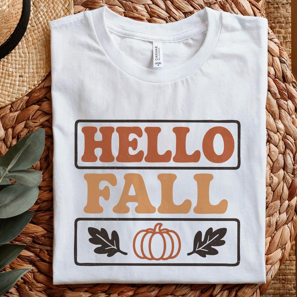 Hello Fall PNG, Autumn PNG - 300 DPI Design for T-Shirt