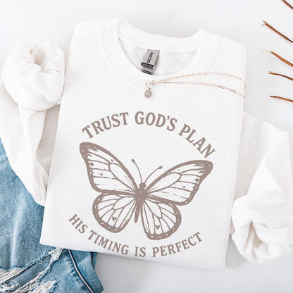 Trust God's Plan His Timing Is Perfect Butterfly PNG, Faith PNG - 300 DPI
