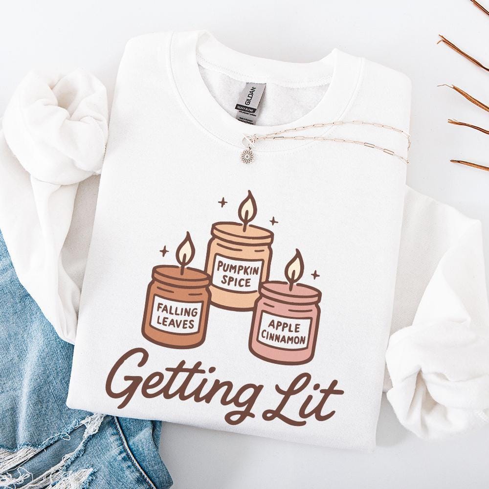 Getting Lit Candle PNG, Pumpkin Spice - 300 DPI Design for T-Shirt