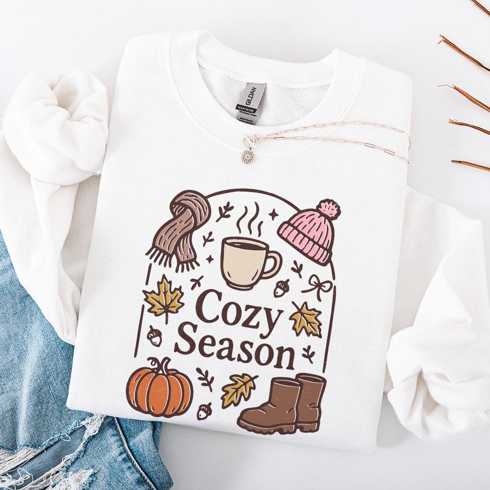 Cozy Season PNG, Fall Pumpkin Clipart - 300 DPI Design for T-Shirt