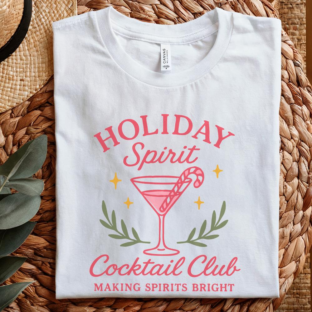 Holiday Spirit Cocktail Club PNG, Festive Christmas Drink - 300 DPI