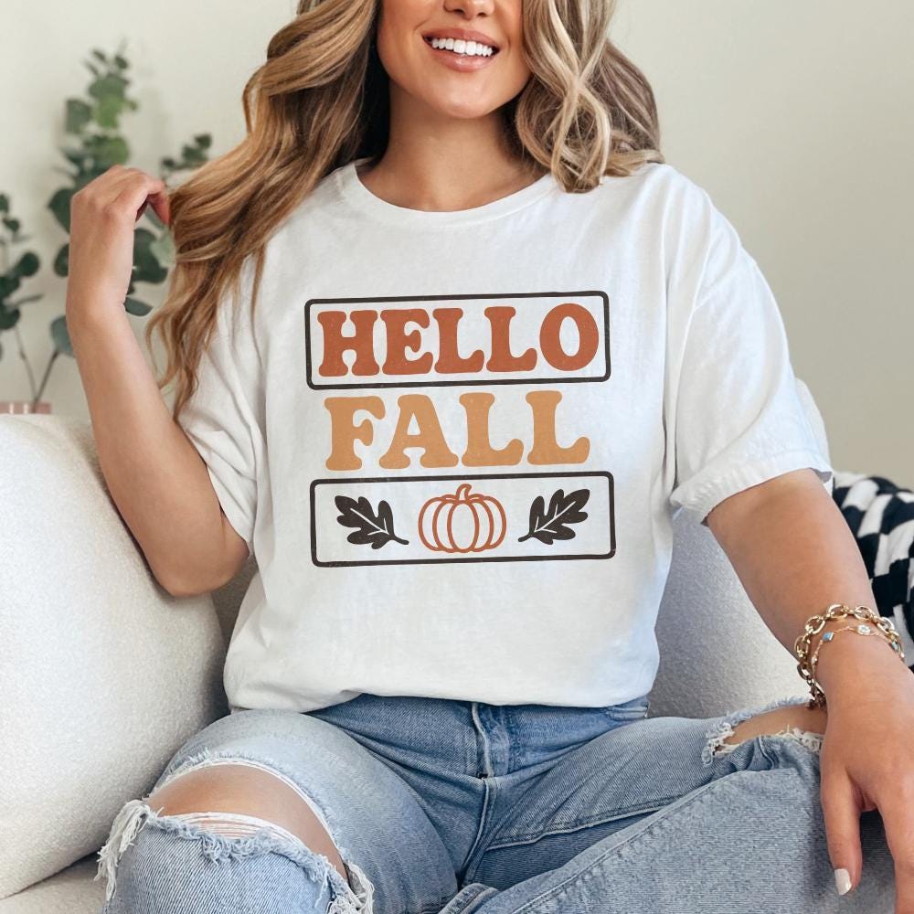 Hello Fall PNG, Autumn PNG - 300 DPI Design for T-Shirt