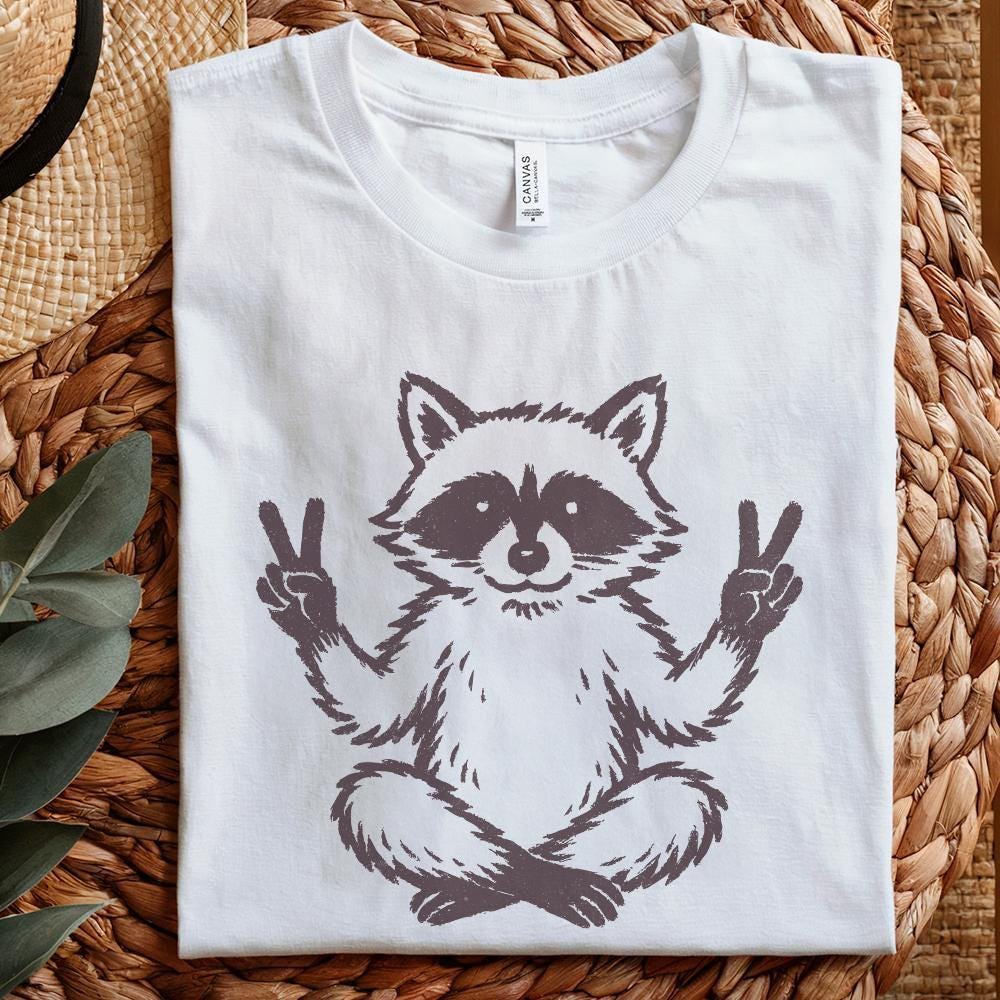 Peaceful Raccoon PNG, Meditating Animal Clipart - 300 DPI Design for