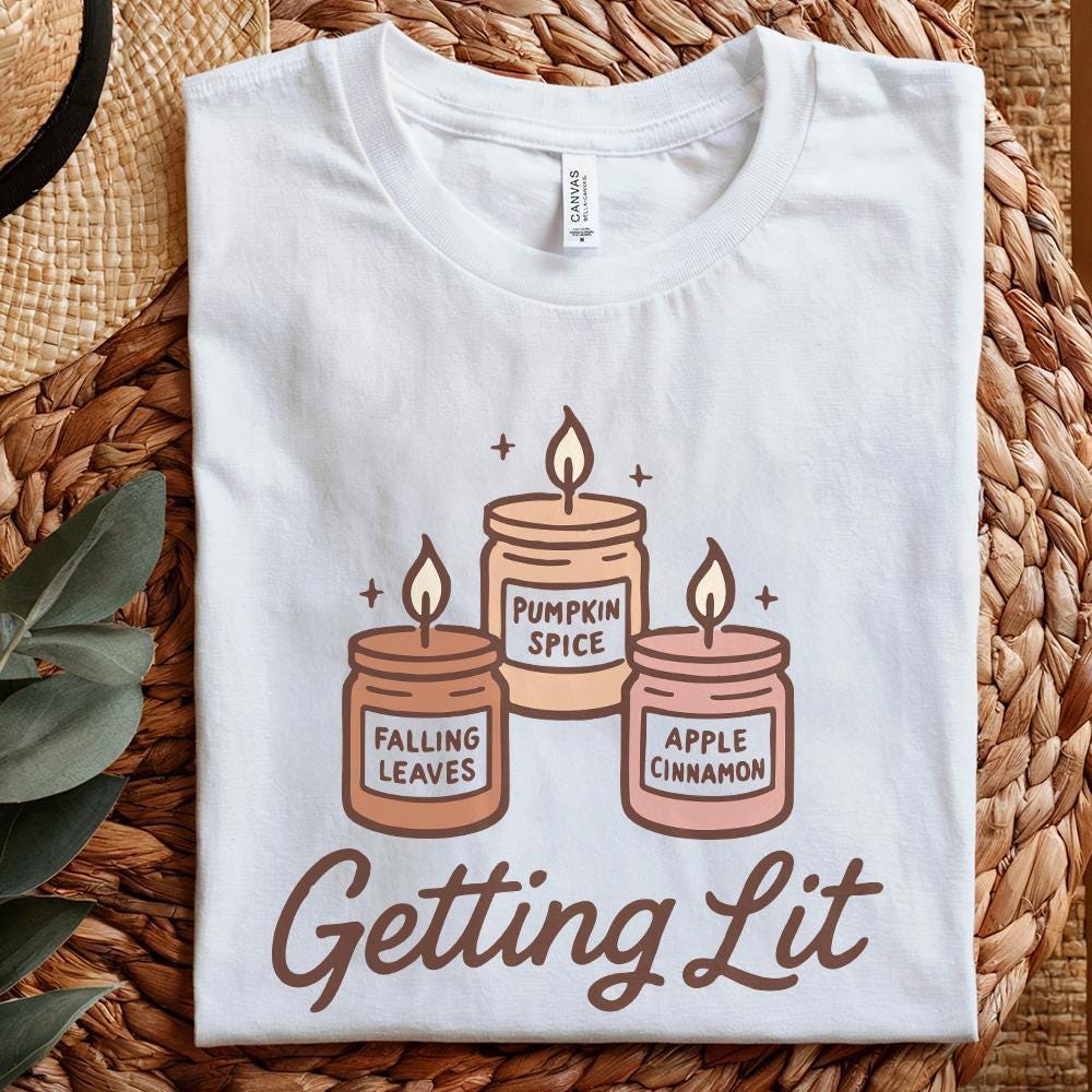 Getting Lit Candle PNG, Pumpkin Spice - 300 DPI Design for T-Shirt