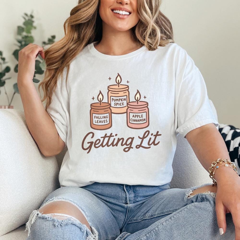 Getting Lit Candle PNG, Pumpkin Spice - 300 DPI Design for T-Shirt