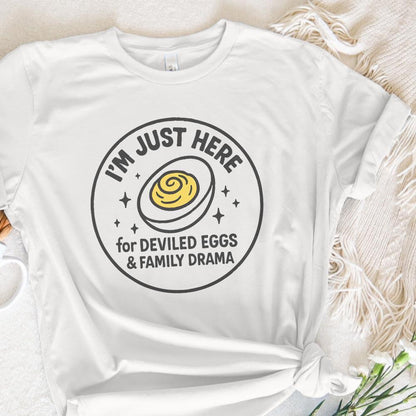 I'm Just Here For Deviled Eggs & Family Drama PNG, Funny Thanksgiving