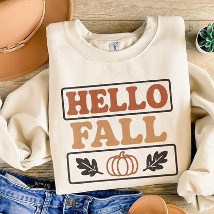 Hello Fall PNG, Autumn PNG - 300 DPI Design for T-Shirt