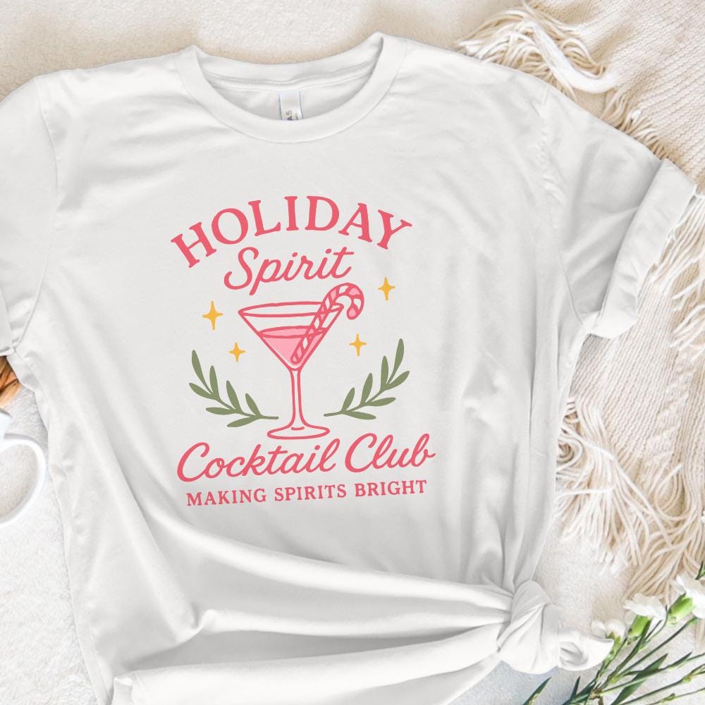 Holiday Spirit Cocktail Club PNG, Festive Christmas Drink - 300 DPI