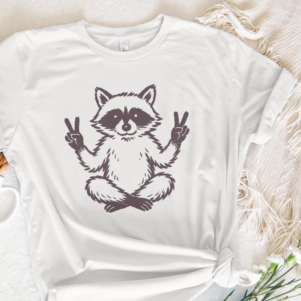 Peaceful Raccoon PNG, Meditating Animal Clipart - 300 DPI Design for