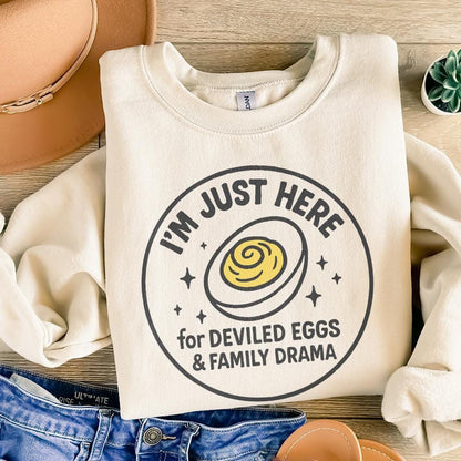 I'm Just Here For Deviled Eggs & Family Drama PNG, Funny Thanksgiving