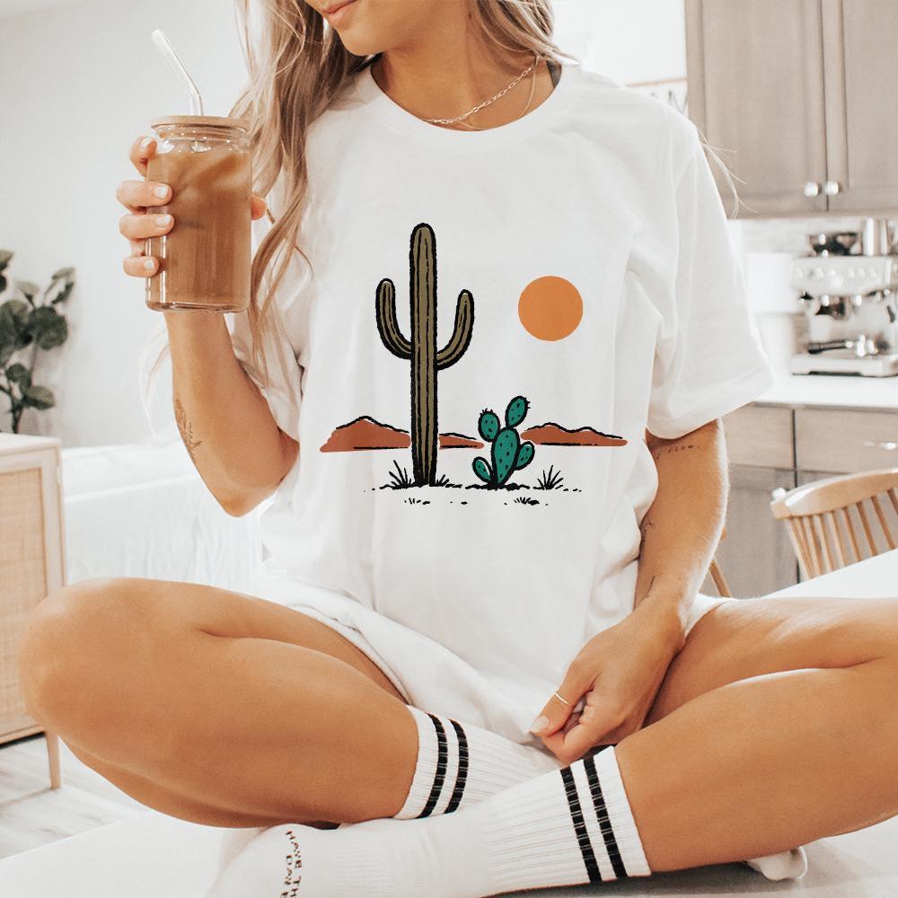 Cactus and Desert Sun PNG, Vintage Southwestern Saguaro Clipart - 300 DPI