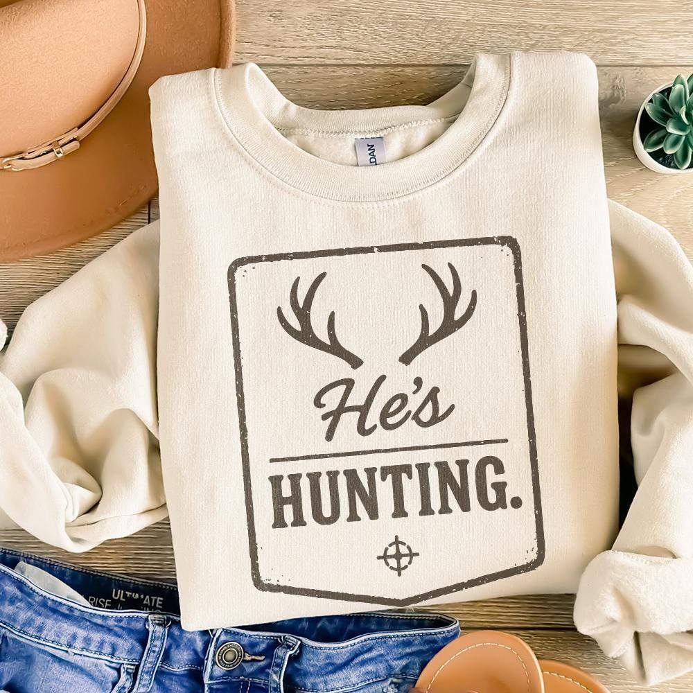 He’s Hunting. Antlers Art PNG, Hunting - 300 DPI Design for T-Shirt