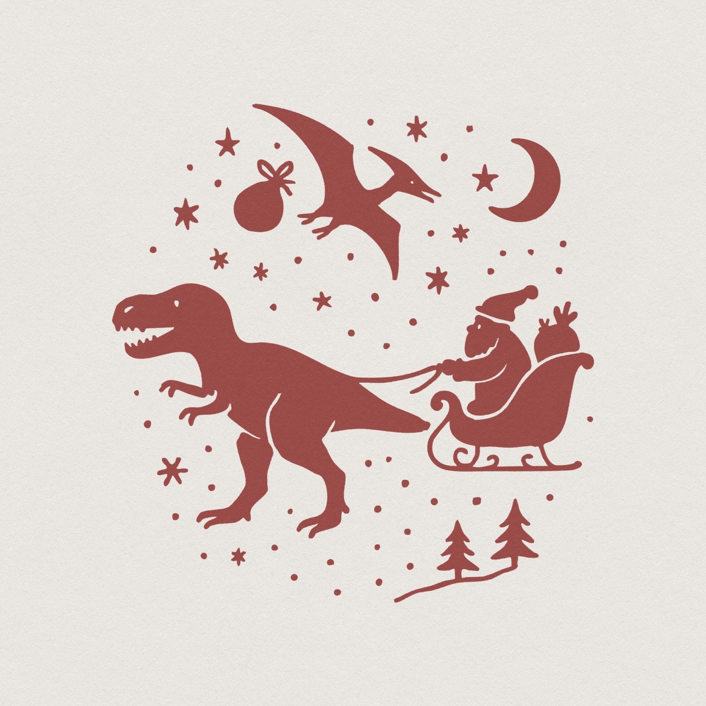 Santa Dinosaur Sleigh Ride PNG | Christmas T Rex Santa PNG | Cute