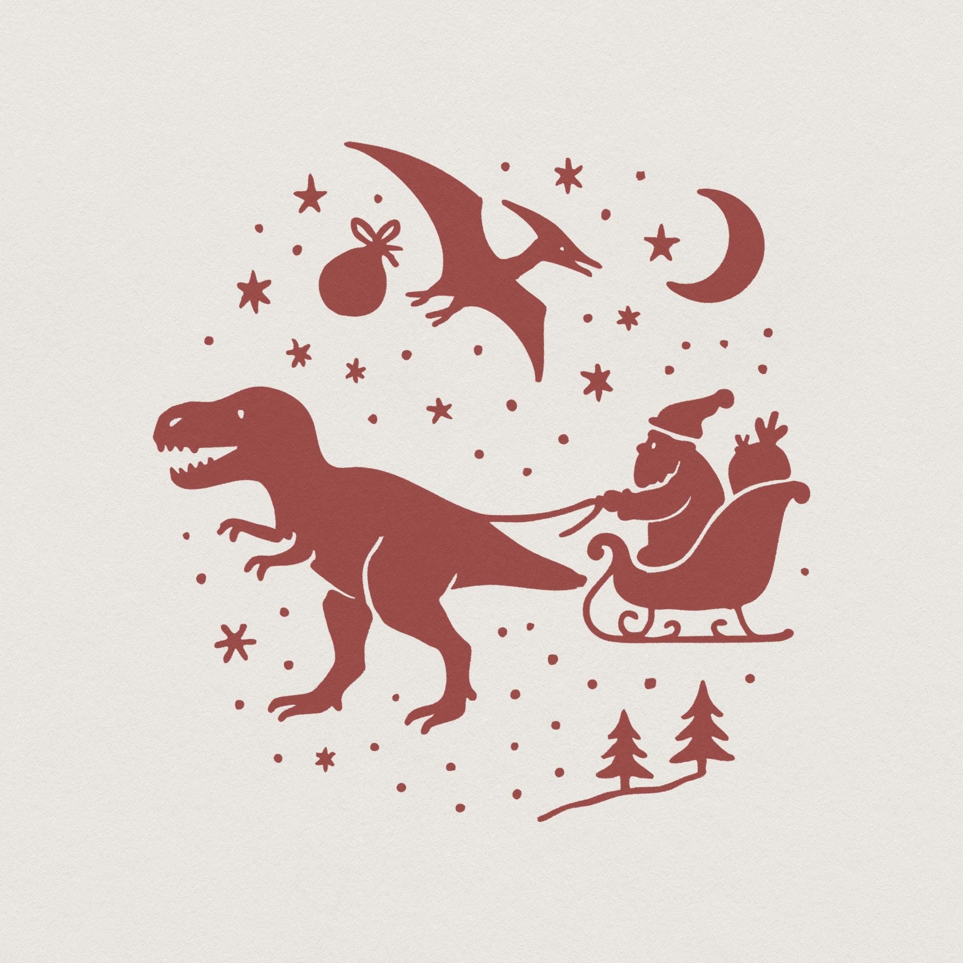 Santa Dinosaur Sleigh Ride PNG | Christmas T Rex Santa PNG | Cute