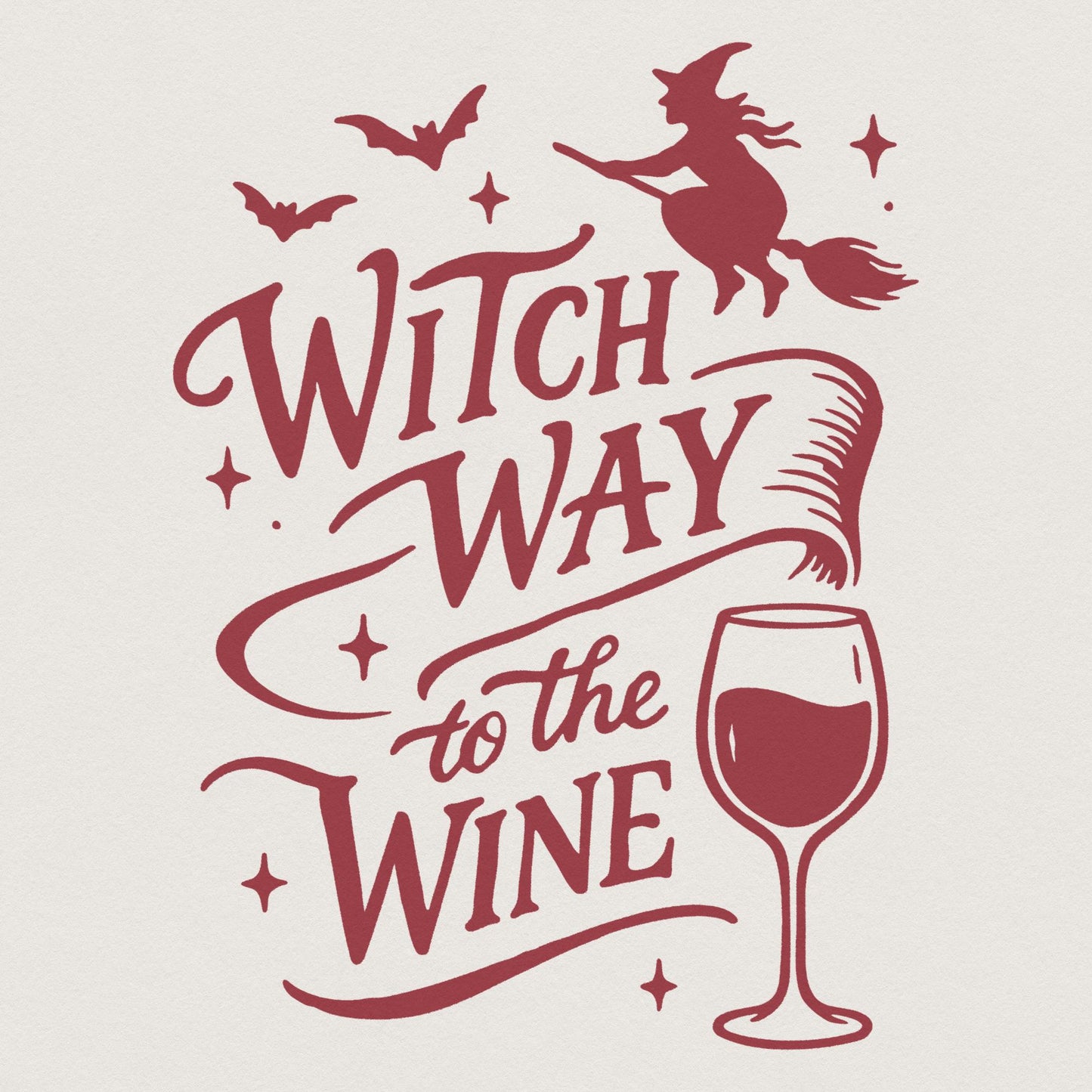 Witch Way To The Wine PNG T-Shirt Design, Funny Halloween PNG For Wine