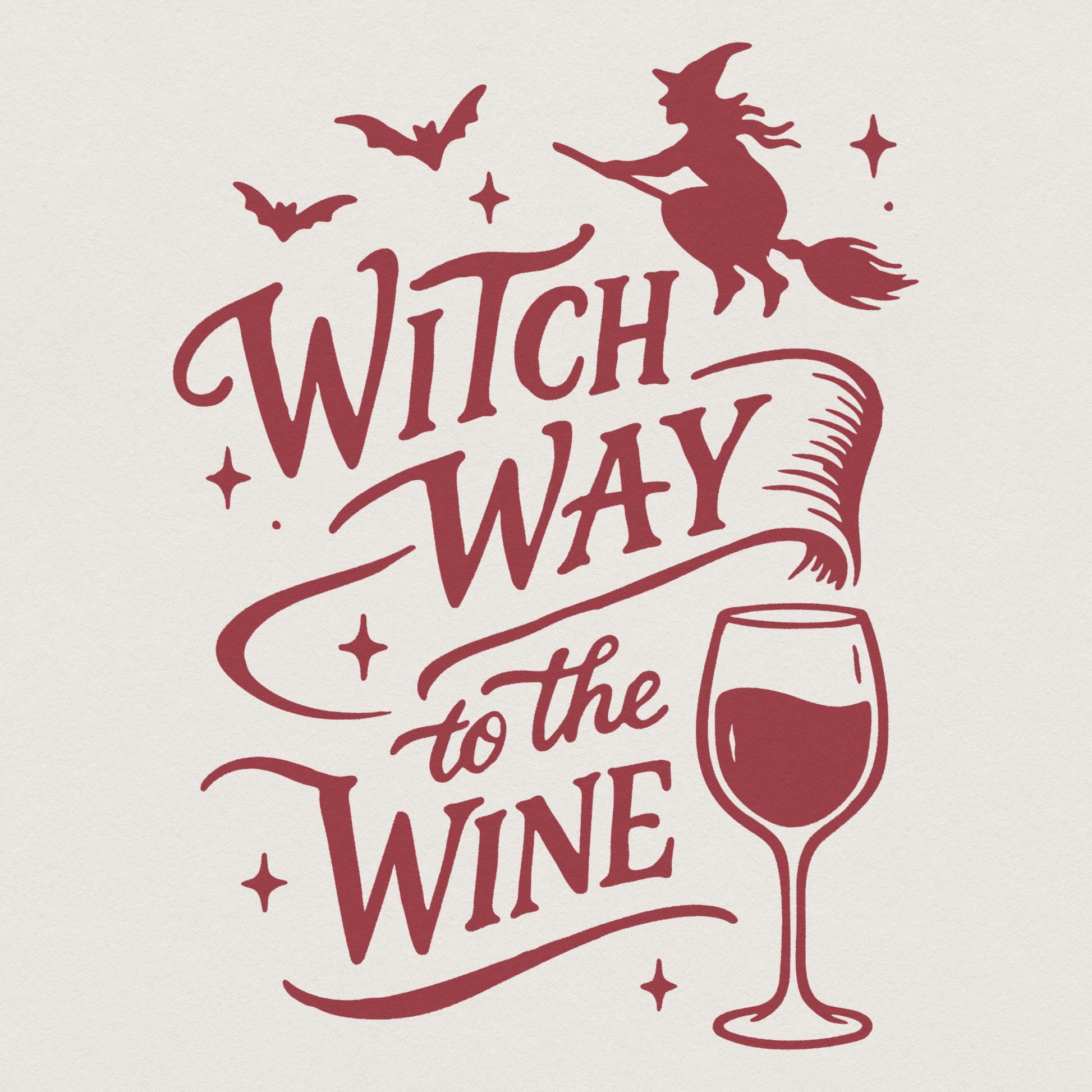 Witch Way To The Wine PNG T-Shirt Design, Funny Halloween PNG For Wine