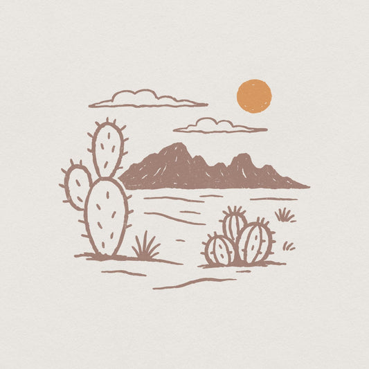 Cactus PNG Desert PNG Mountain PNG, Boho Desert Landscape - 300 DPI