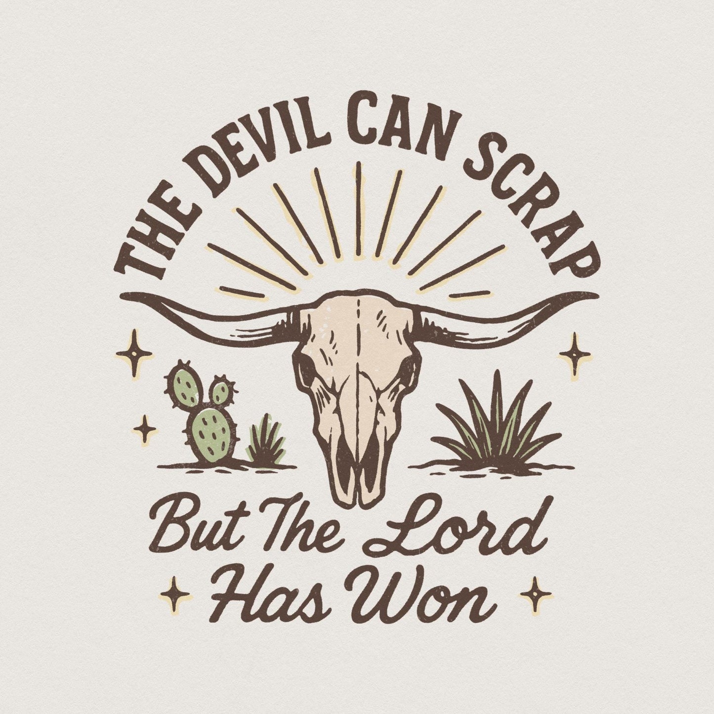 The Devil Can Scrap But The Lord Has Won Western Skull PNG, Christian