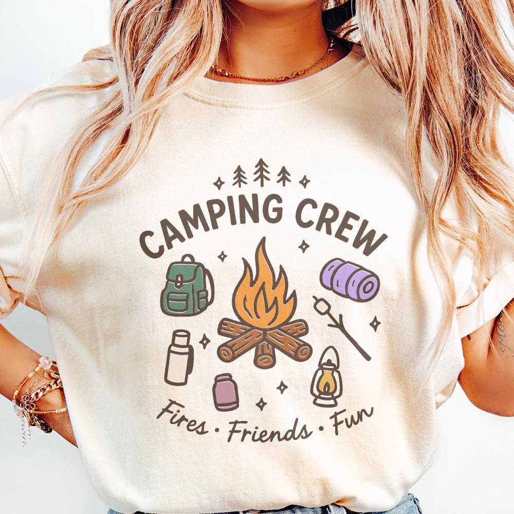 Camping Crew PNG, Fires Friends Fun - 300 DPI Design for T-Shirt
