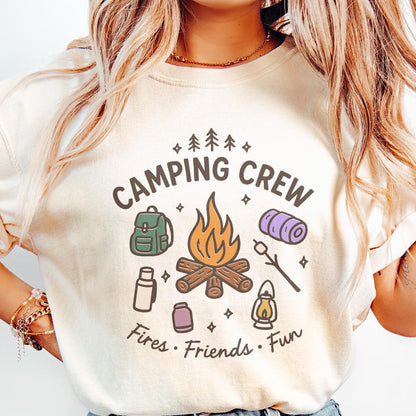 Camping Crew PNG, Fires Friends Fun - 300 DPI Design for T-Shirt