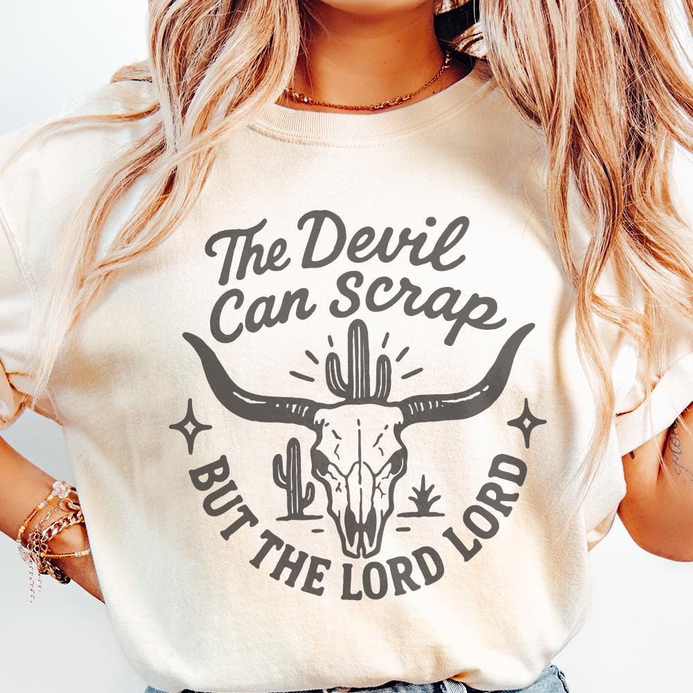 The Devil Can Scrap But The Lord Lord PNG, Western PNG Christian Longhorn