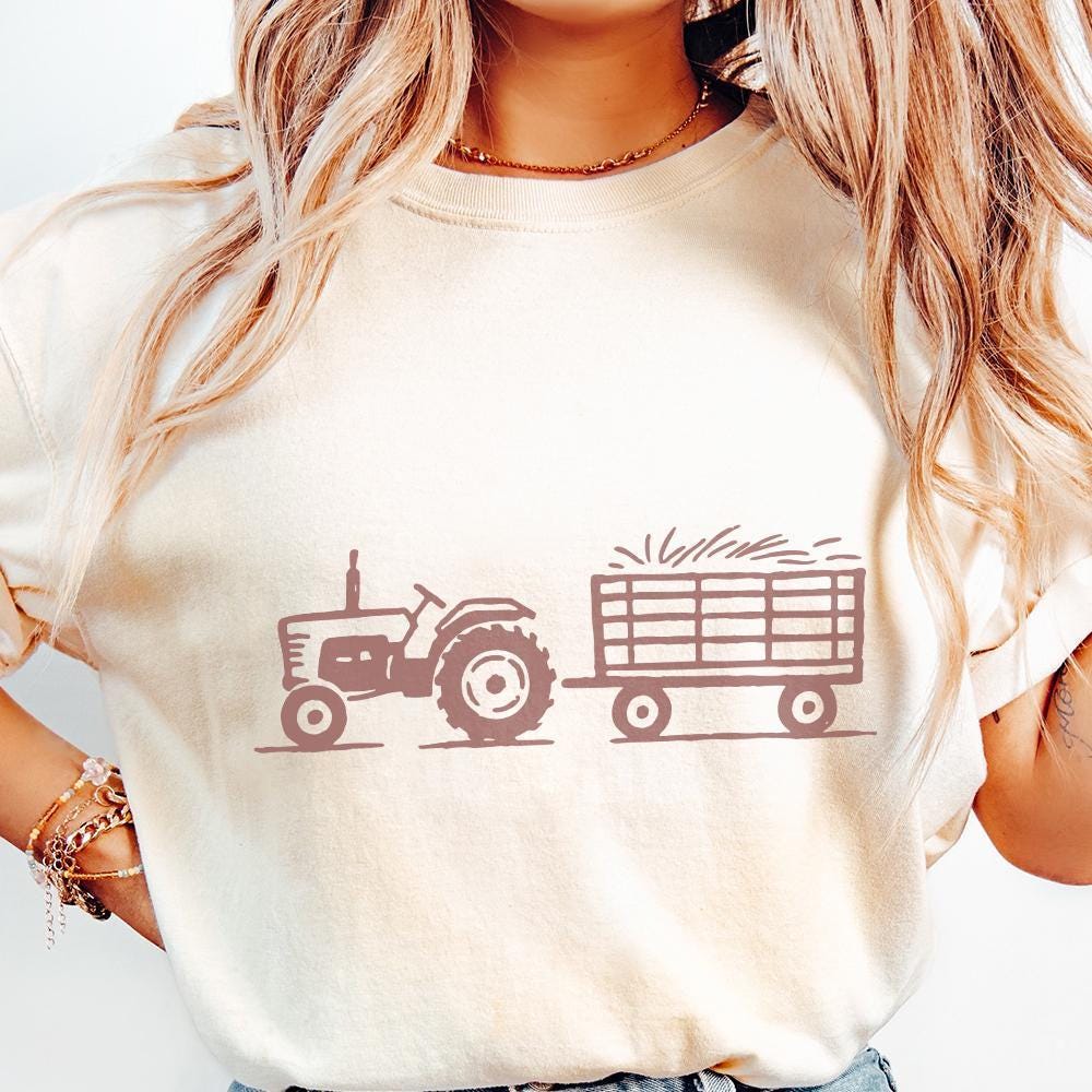 Tractor And Hay Wagon PNG, Farm Life Sublimation - 300 DPI Design for