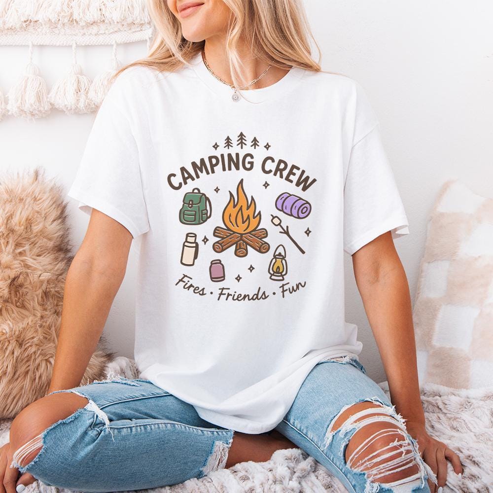 Camping Crew PNG, Fires Friends Fun - 300 DPI Design for T-Shirt