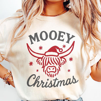 Mooey Christmas PNG, Highland Cow Christmas PNG - 300 DPI Design for