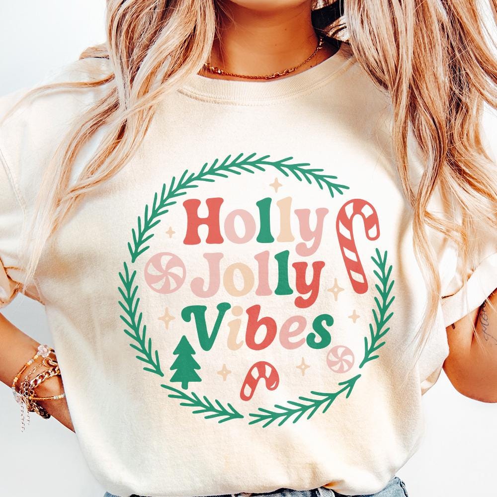 Holly Jolly Vibes PNG, Watercolor Candy Cane Clipart - 300 DPI Design for