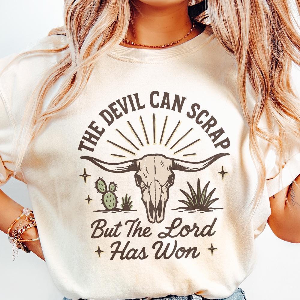 The Devil Can Scrap But The Lord Has Won Western Skull PNG, Christian