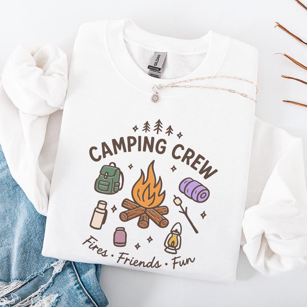 Camping Crew PNG, Fires Friends Fun - 300 DPI Design for T-Shirt