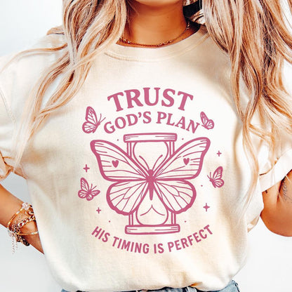 Trust God's Plan His Timing Is Perfect PNG • Christian Hourglass