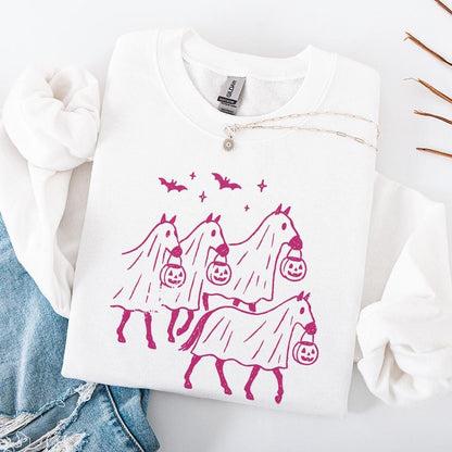 Halloween Ghost Horses PNG, Cute Trick Or Treat Animal Costume Clipart -