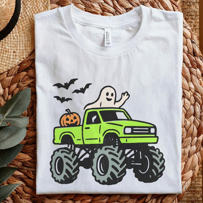 Monster Truck Halloween PNG, Ghost and Pumpkin Truck PNG - 300 DPI Design