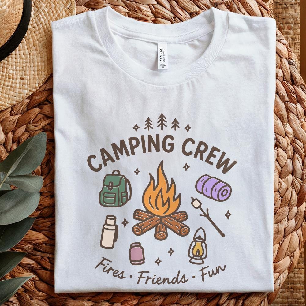 Camping Crew PNG, Fires Friends Fun - 300 DPI Design for T-Shirt