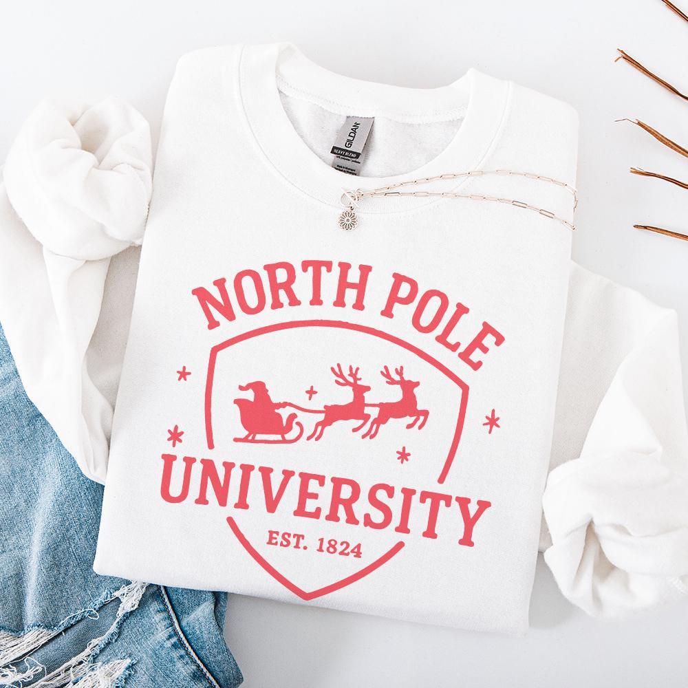North Pole University PNG, Santa Sleigh Christmas Shirt PNG - 300 DPI