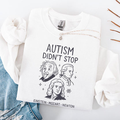 Autism Didn't Stop PNG, Inspirational Einstein Mozart Newton PNG - 300