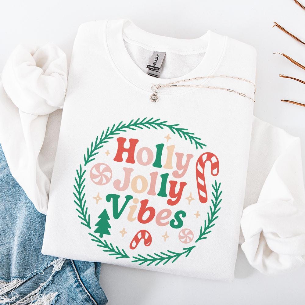 Holly Jolly Vibes PNG, Watercolor Candy Cane Clipart - 300 DPI Design for