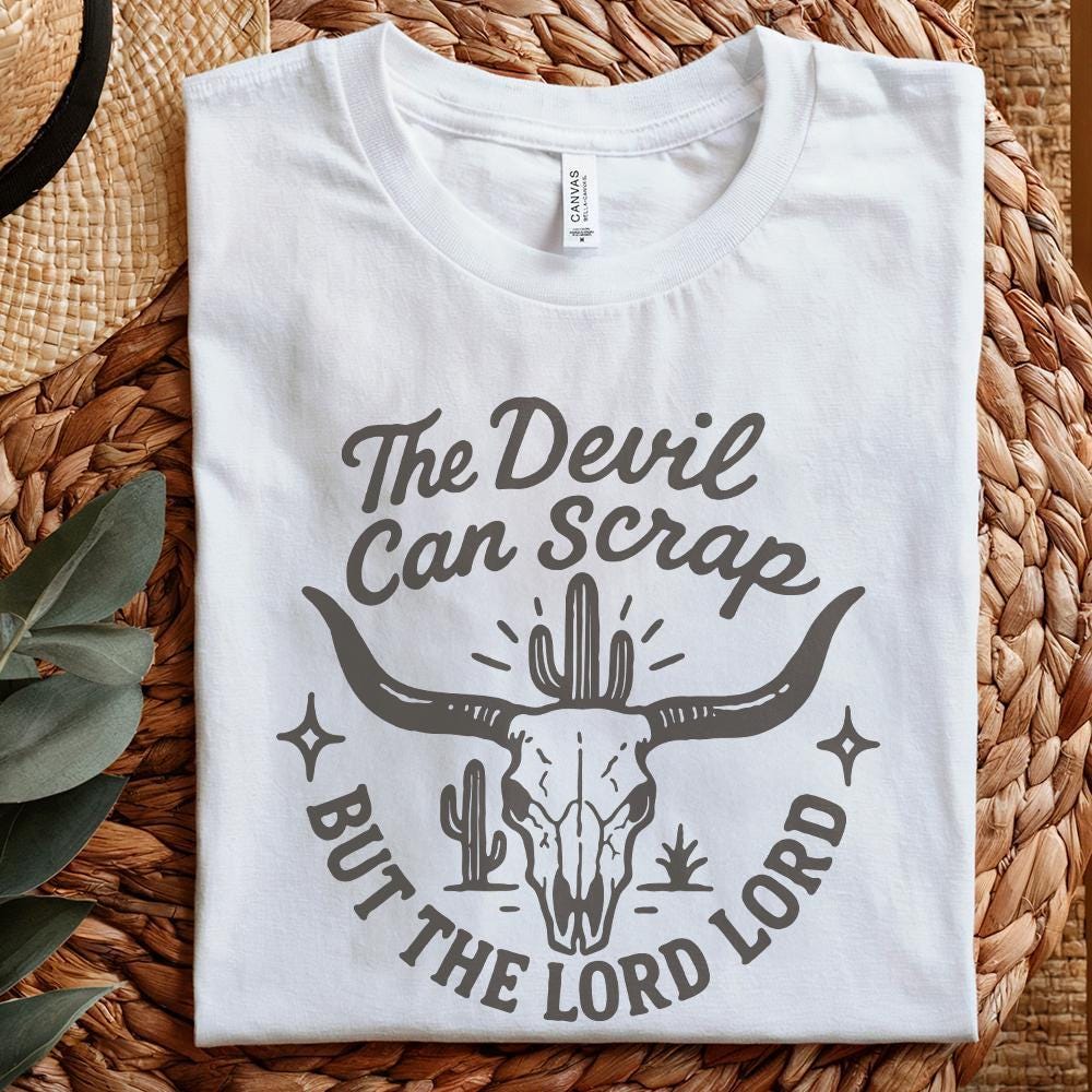 The Devil Can Scrap But The Lord Lord PNG, Western PNG Christian Longhorn